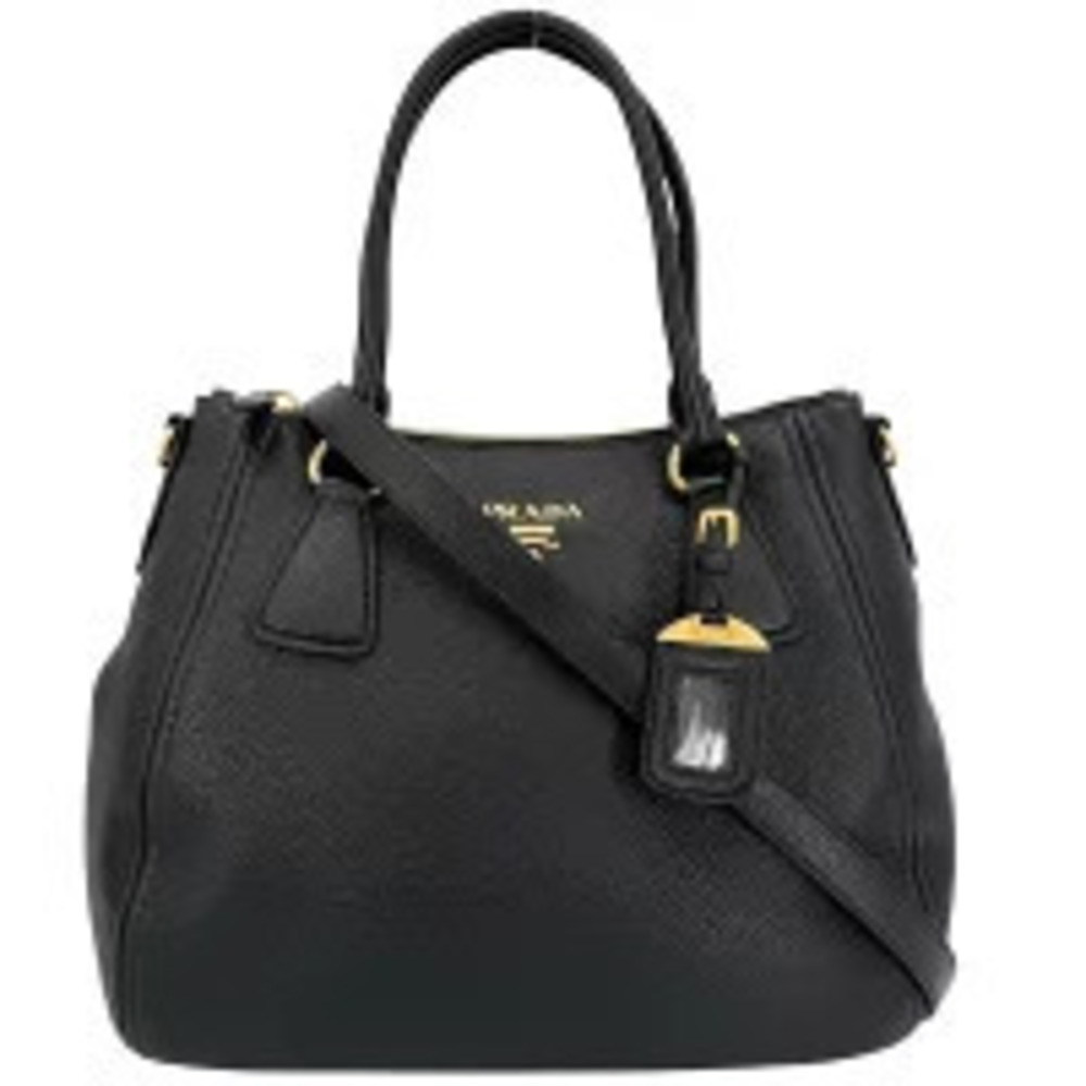 Prada Vitello Daino Leather 2Way Tote Shoulder Bag Black